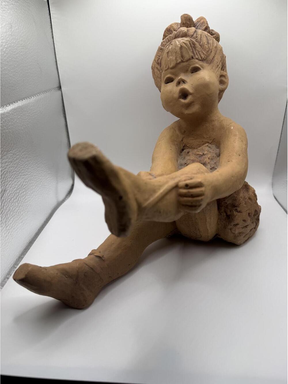 Vintage 1980 Signed Lee Bortin Clay Pottery, Ballerina, Art Sculpture Adorable